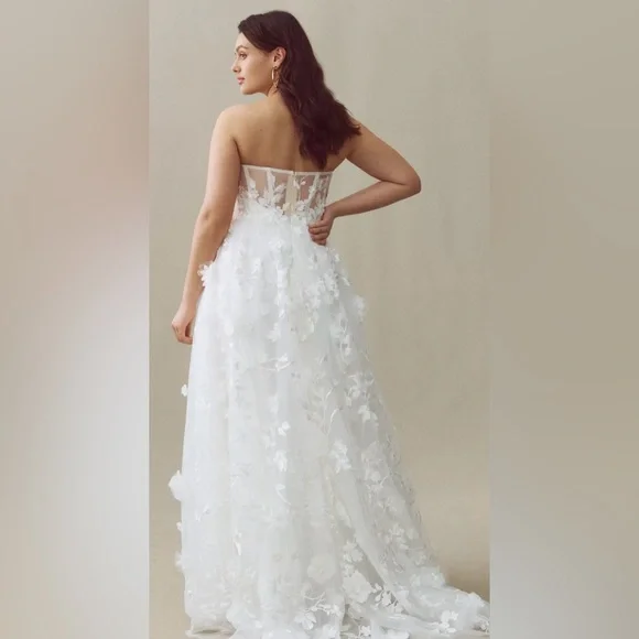 Anthropologie “The Ivy” Ivory Strapless Wedding Dress